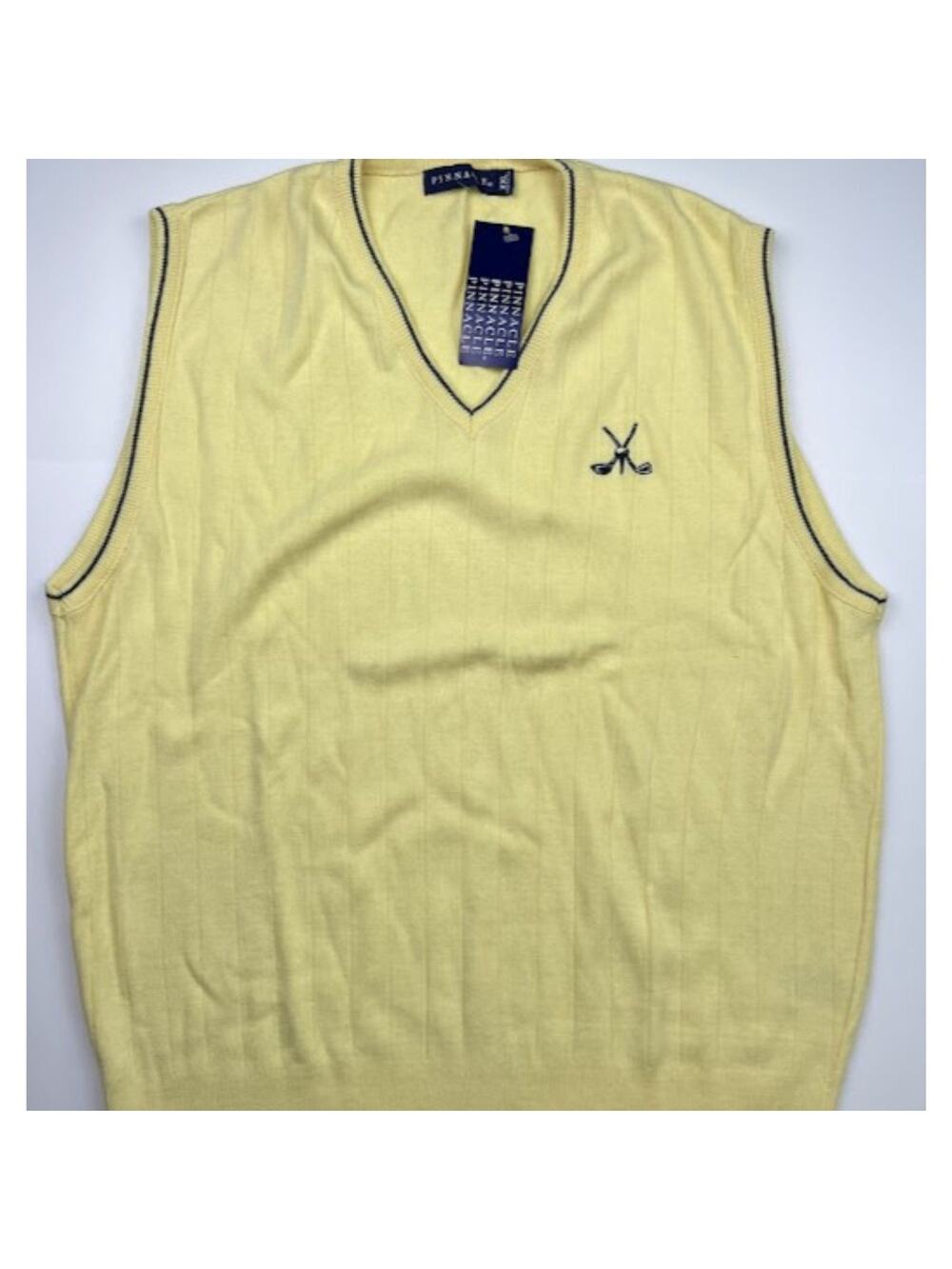 NWT Pinnacle Yellow & Navy Golf Embroidered Sweater Vest Sz XXL